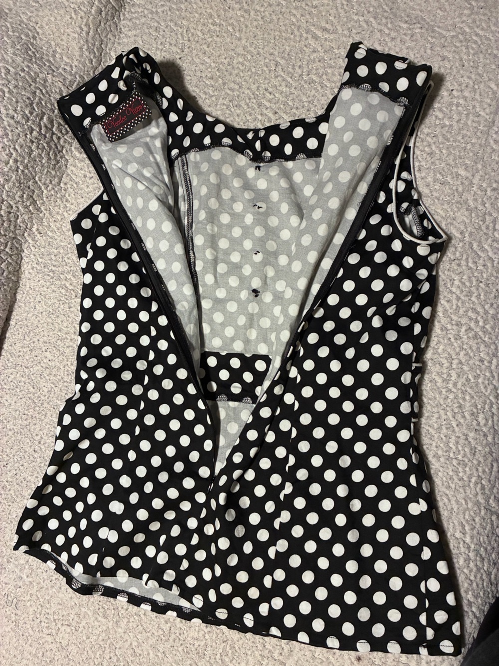 Voodoo Vixen Black and White Polka Dot Top, size XL, retro/vintage aesthetic - Picture 8 of 8